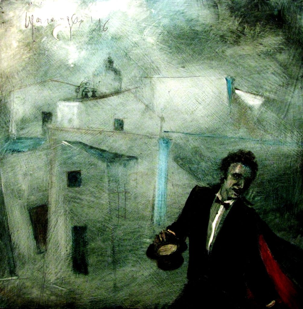 Dipinto di Massimo Marangio dedicato a Domenico Modugno
"L'uomo in Frac".