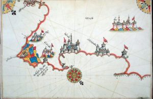 mappa ottomana di otranto e località vicine con indicazioni in turco