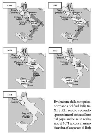 Cinque immagini del sud Italia on indicazione della conquista normanna