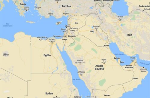 Mappa geografica del Medio Oriente