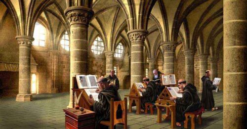 Monaci copisti nello scriptorum