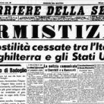 Notizia sui giornali dell'armistizio 9 settembre del 1943