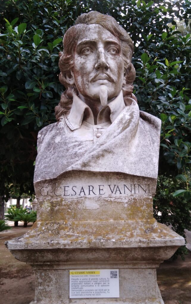Giulio Cesare Vanini - Busto in marmo di giovane con baffi e pizzetto con capelli lunghi