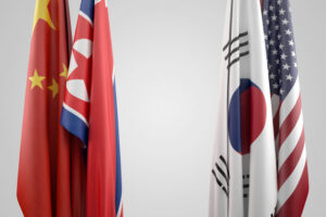 Bandiere Cina USA Corea Nord e Sud