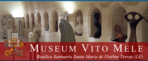 Particolare interno del Museo con scritta Museum Vito Mele con emblema vaticano