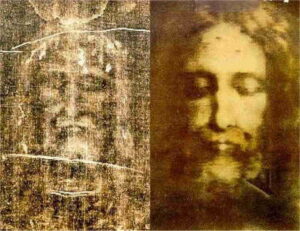 immagine della traccia del volto di Cristo ed elaborazione