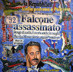 Dipinto dedicato all'assassinio di Falcone e ritratto del magistrato