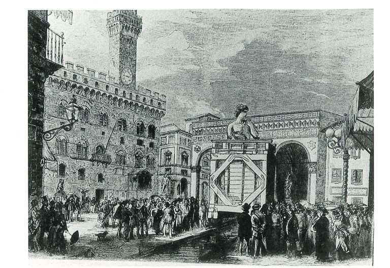 l trasporto del David alla Galleria dell'Accademia nel 1873
