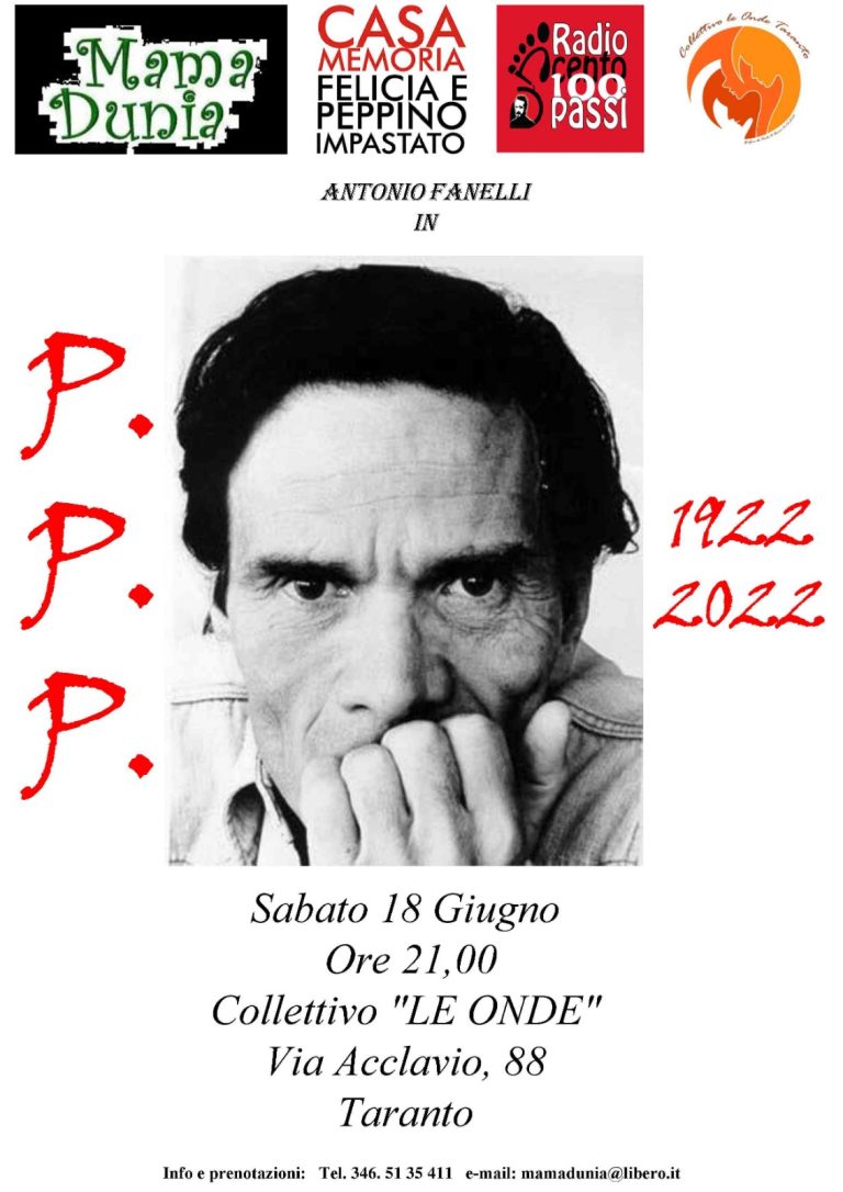 Locandina evento a Taranto su P.P.Pasolini