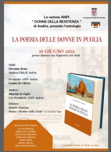 Locandina presentazione dell'antologia "La poesia delle donne in Puglia"