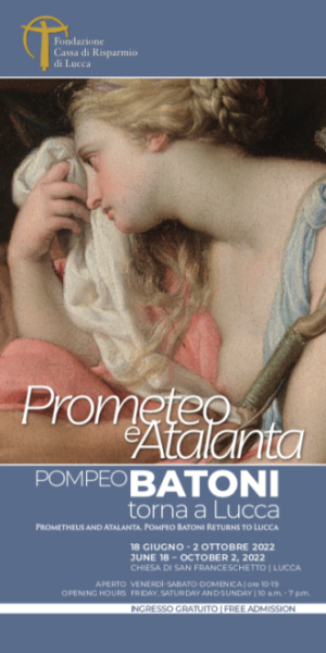 Locandina della mostra Prometeo e Atalanta che si terrà a Lucca.