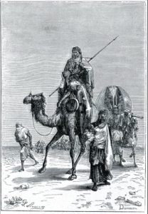Beniamino di Tudela in viaggio sul cammello in una stampa antica