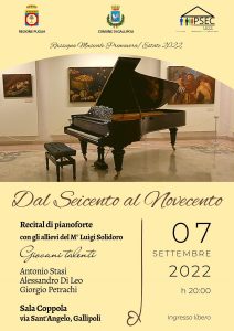 locandina recital pianistico a Gallipoli in Sala Coppola con gli allievi del Maestro Luigi Solidoro