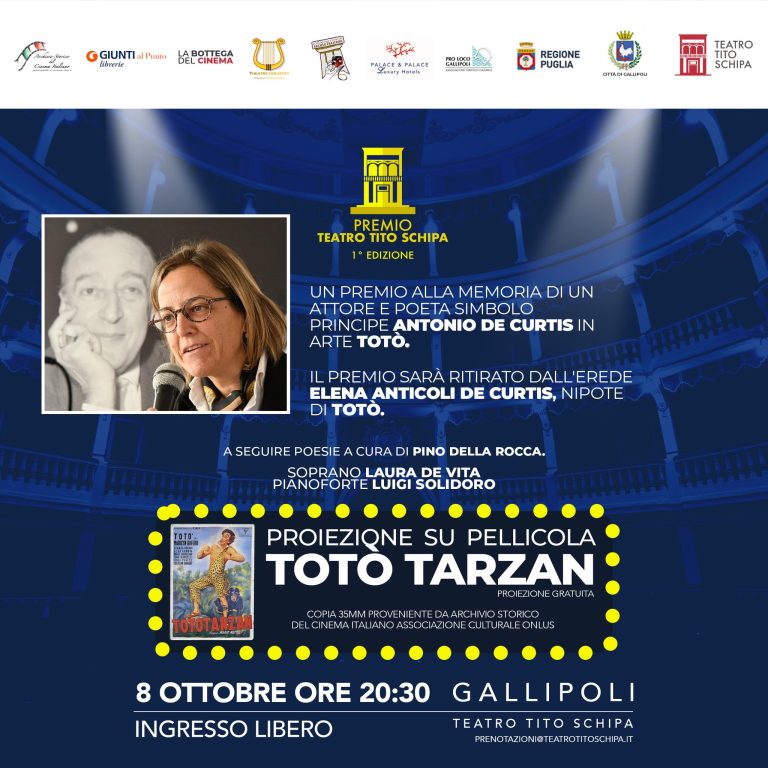 locandina prima edizione del premio Teatro Tito Schipa dedicato alla memoria di Totò principe De Curtis
