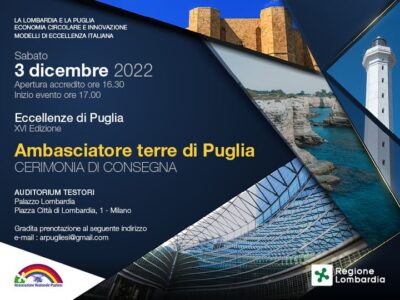 XVI edizione del Premio “Ambasciatore di terre di Puglia