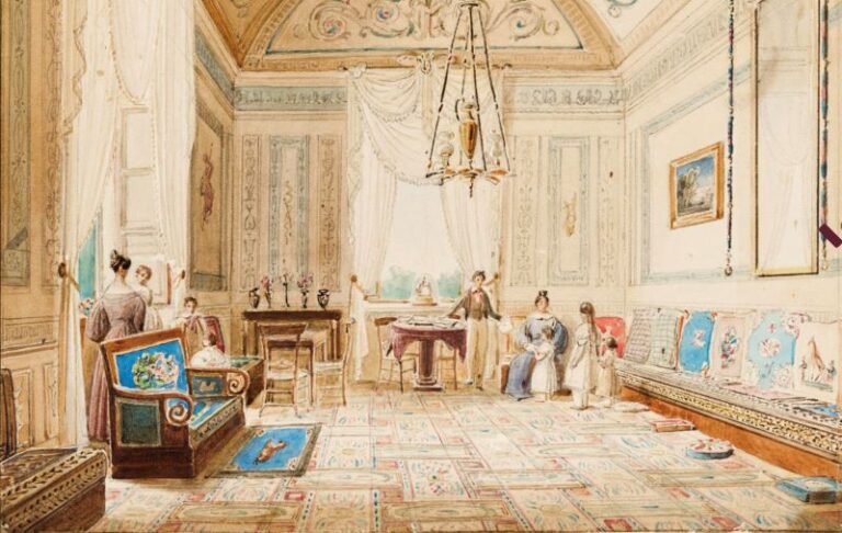 J.S. van den Abeele, Un salotto di Villa Paolina a Roma, acquerello 1835-36, Museo Napoleonico, Roma