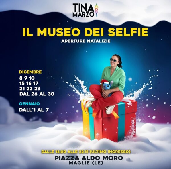Ritorna Tina Marzo e il suo amatissimo Museo dei Selfie di Maglie tra divertimento, arte 3D e tanta tanta magia!
Locandina con tutte le informazione per accedere all'evento più magico dell'anno!