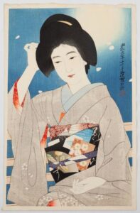 Ito Shinsui (1898-1972)_Hazy Moon on a Spring Night_1931 [sigillo tokubetsusen]_Editore Watanabe Shozaburo_ 27,7 x 43,5 cm_bassa